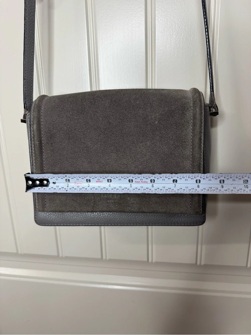 KATE SPADE ♠️ Gray Suede & Leather Crossbody Bag - 6 x 8” inches